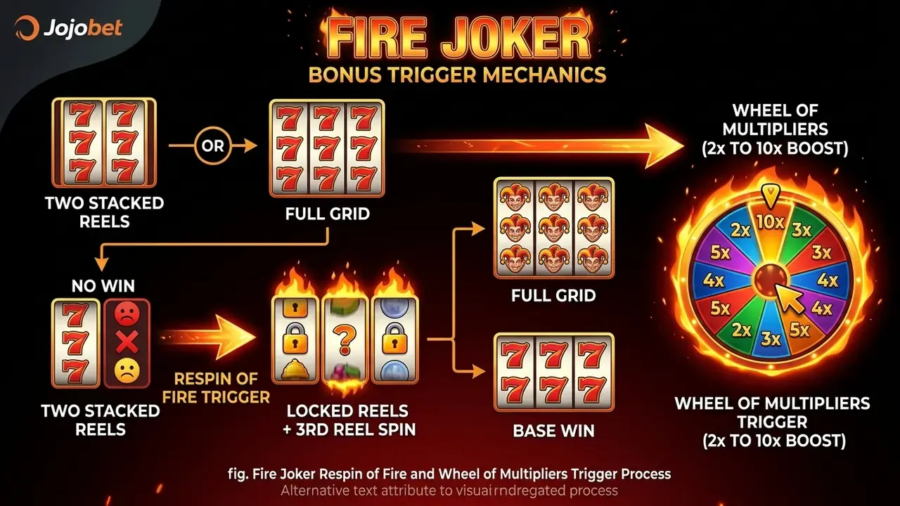 fire joker respin of fire and wheel of multipliers trigger process